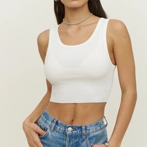 Reformation white ribbed crop top Adel tank size XS